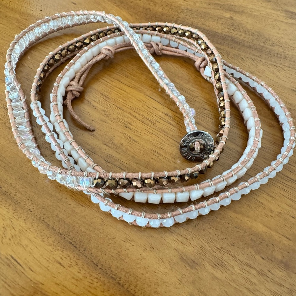 Victoria Emerson White and Gold Wrap Bracelet
